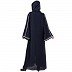 Front open kaftan with embroidery-Navy blue